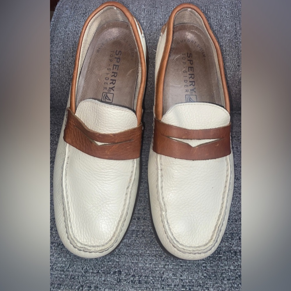 Men’s cream and tan Sperry top-spider 11.5